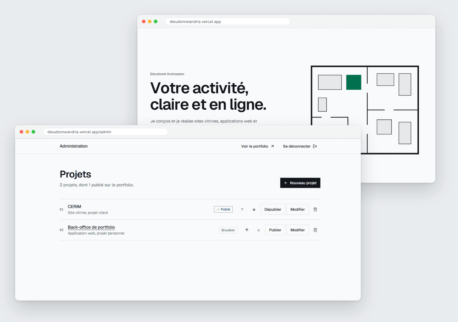 Aperçu du projet Back-office de portfolio