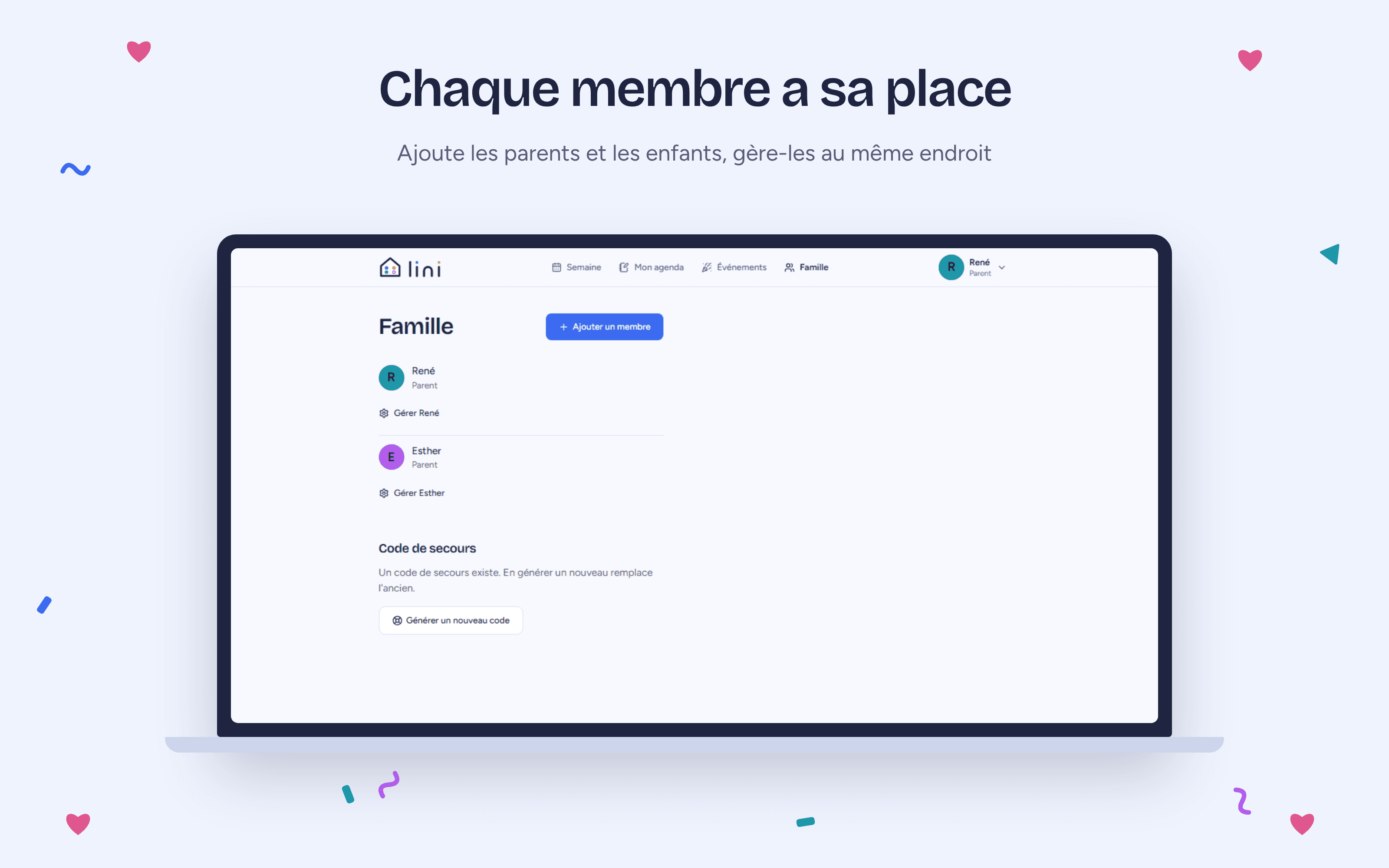 Capture 4 du projet Lini : l’agenda partagé de toute la famille